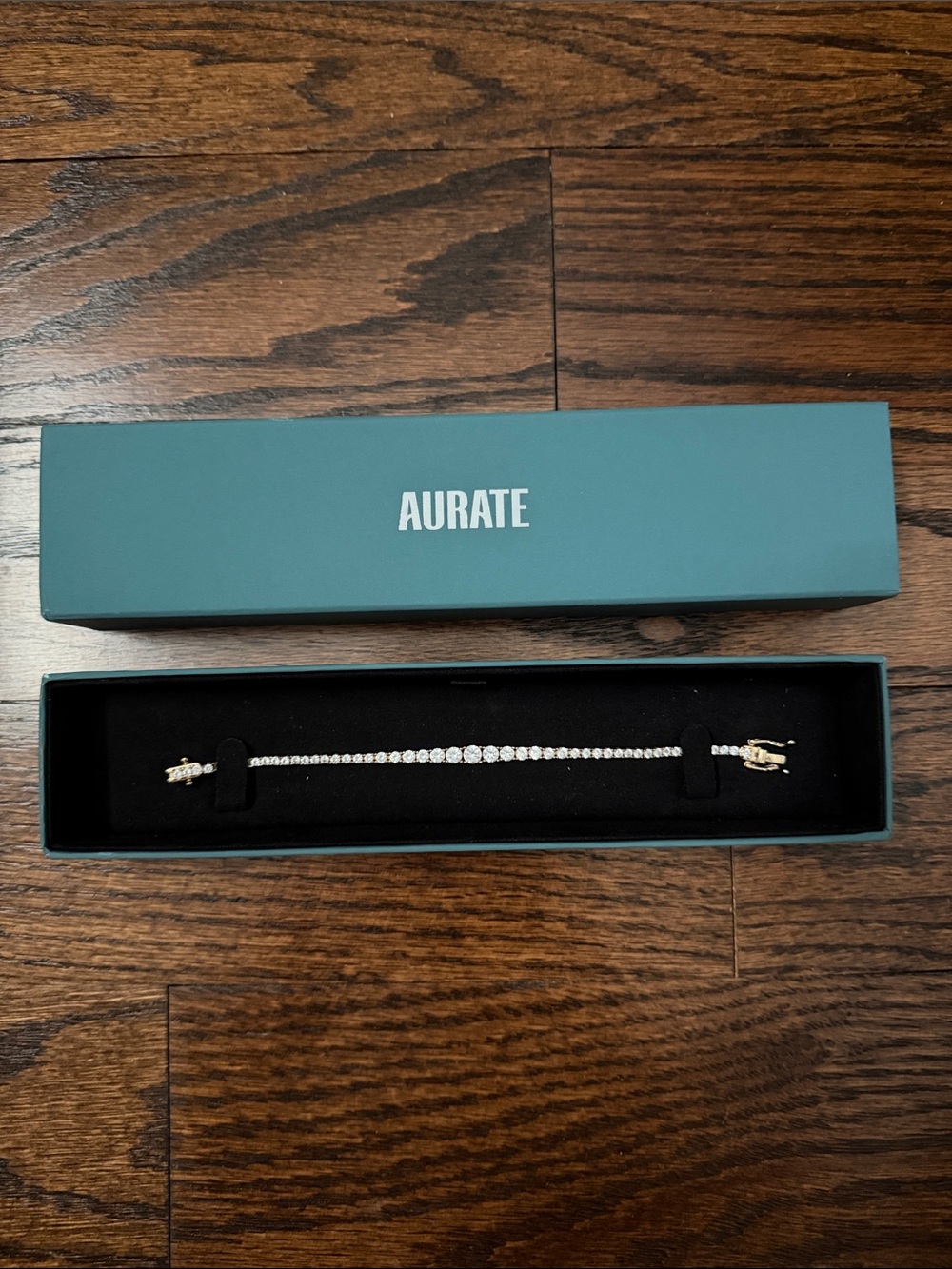 Aurate Gold and Lab Grown White Sapphire Graduated Modern Tennis Bracelet
